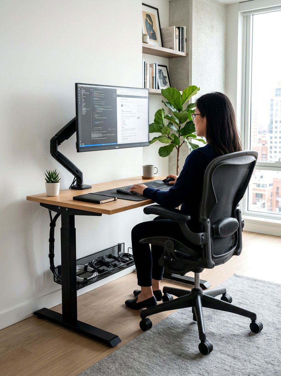 Ergonomic Small Space Solution - 30 apartment office ideas