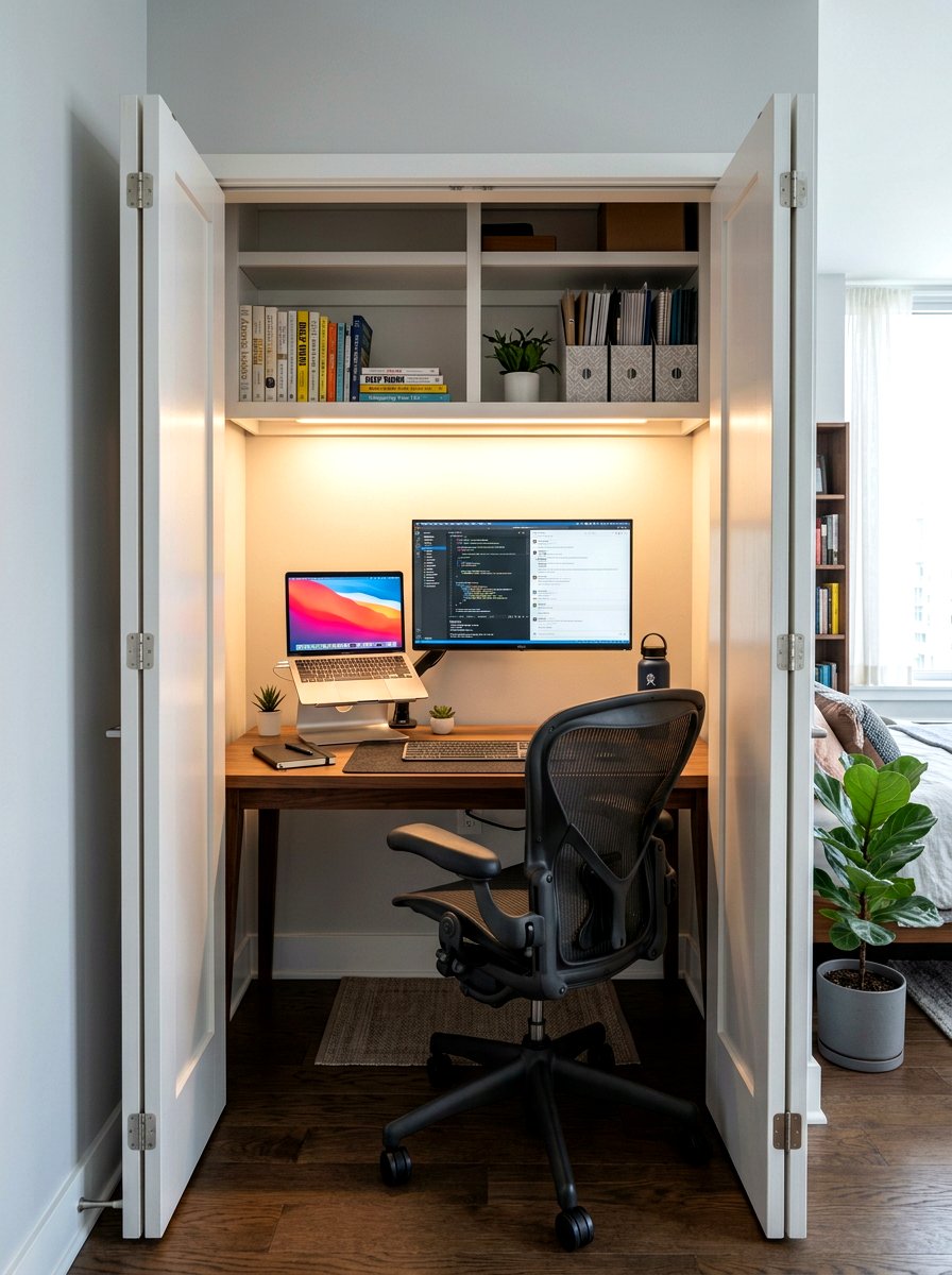 Ergonomic closet office - 30 closet office ideas