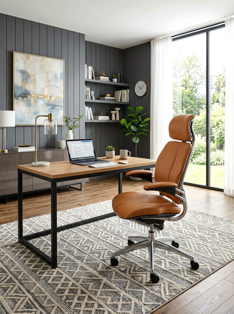 Ergonomic leather chair - 30 quiet luxury office ideas