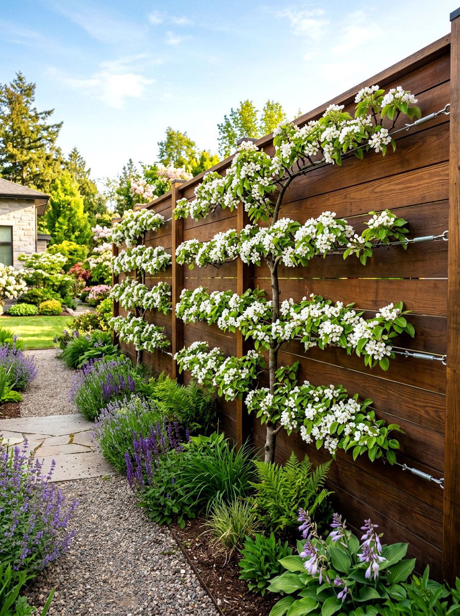 Espalier Fruit Tree Wall - 30 orchard backyard ideas