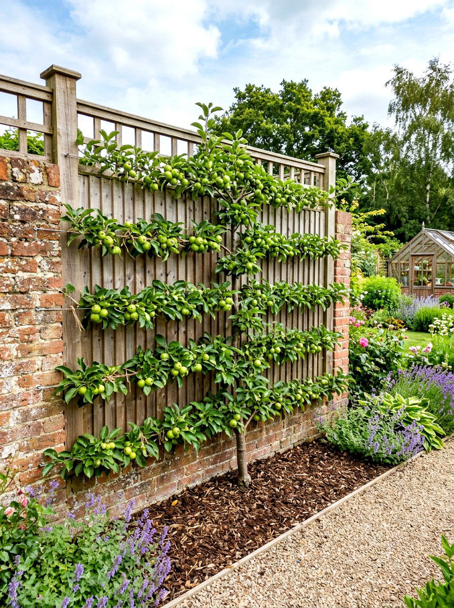 Espalier Fruit Trees - 30 fence line landscaping ideas