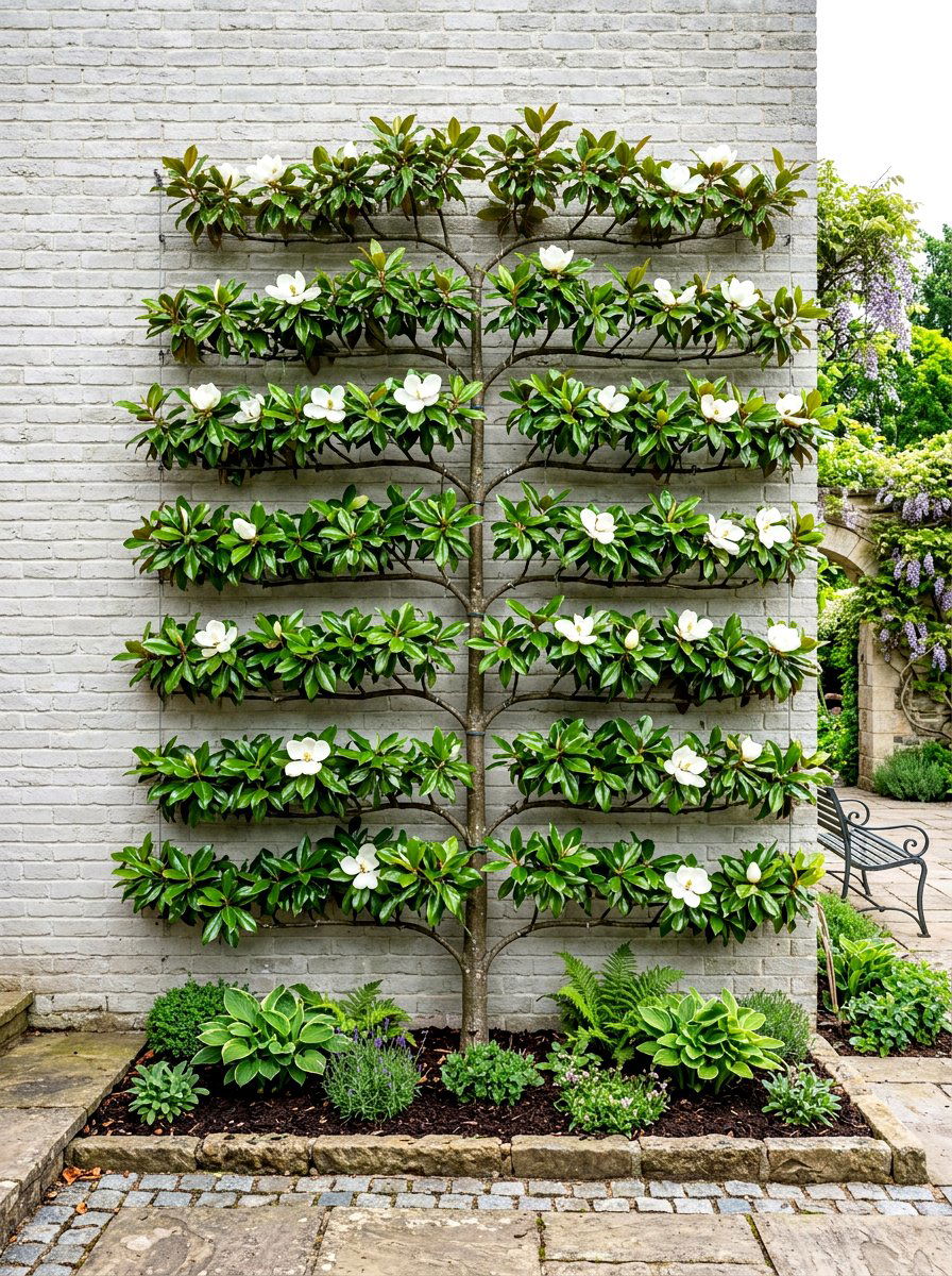 Espalier Magnolia On Wall - 30 magnolia front yard ideas