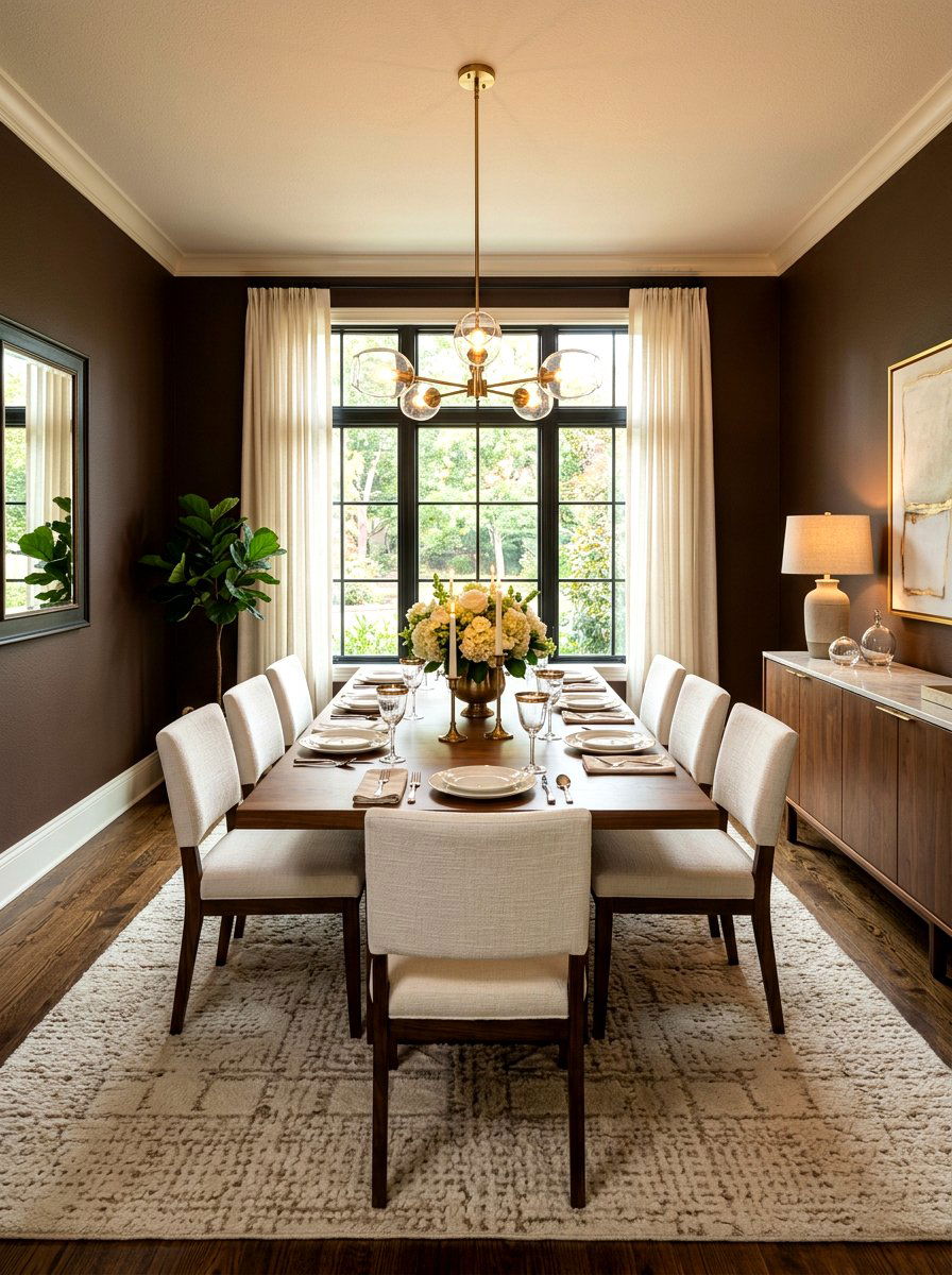 Espresso Brown Dining Room - 30 moody dining room ideas