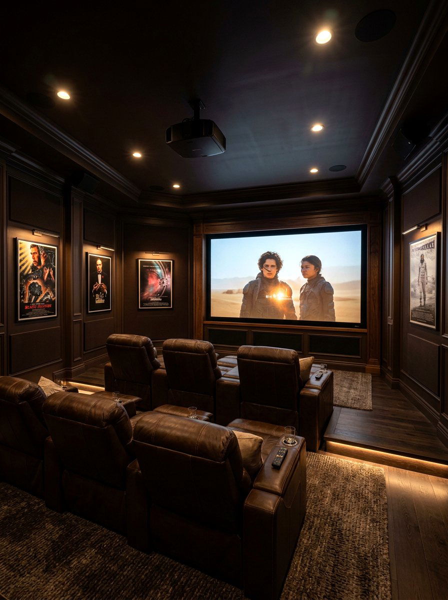 Espresso Brown Media Room - 30 brown room decor ideas
