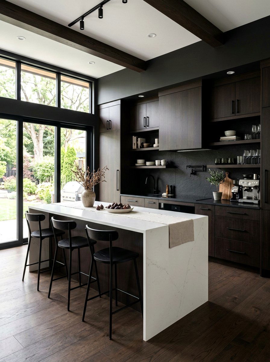 Espresso kitchen with black hardware - 30 espresso kitchen ideas
