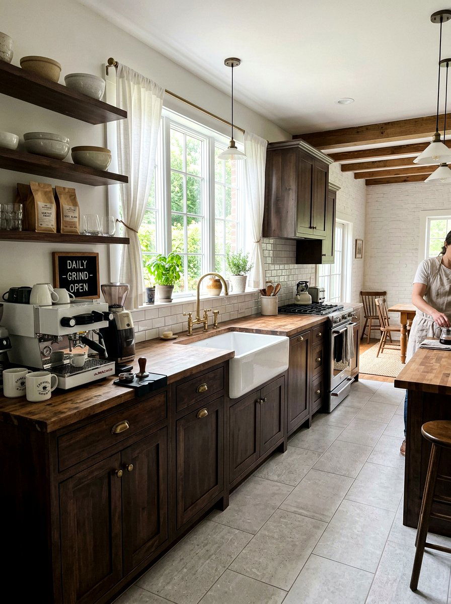 Espresso kitchen with farmhouse sink - 30 espresso kitchen ideas