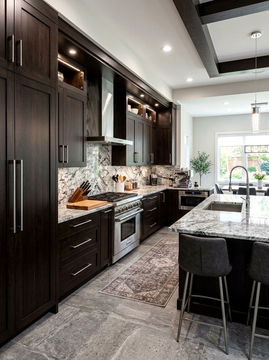 Espresso kitchen with granite countertops - 30 espresso kitchen ideas