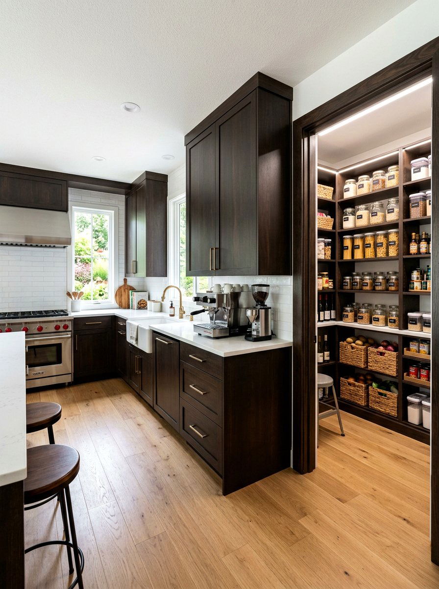 Espresso kitchen with walk in pantry - 30 espresso kitchen ideas