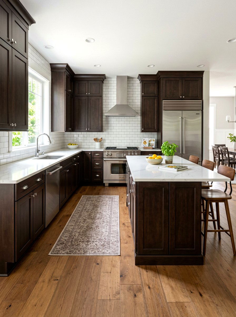 Espresso shaker cabinets - 30 dark wood kitchen ideas