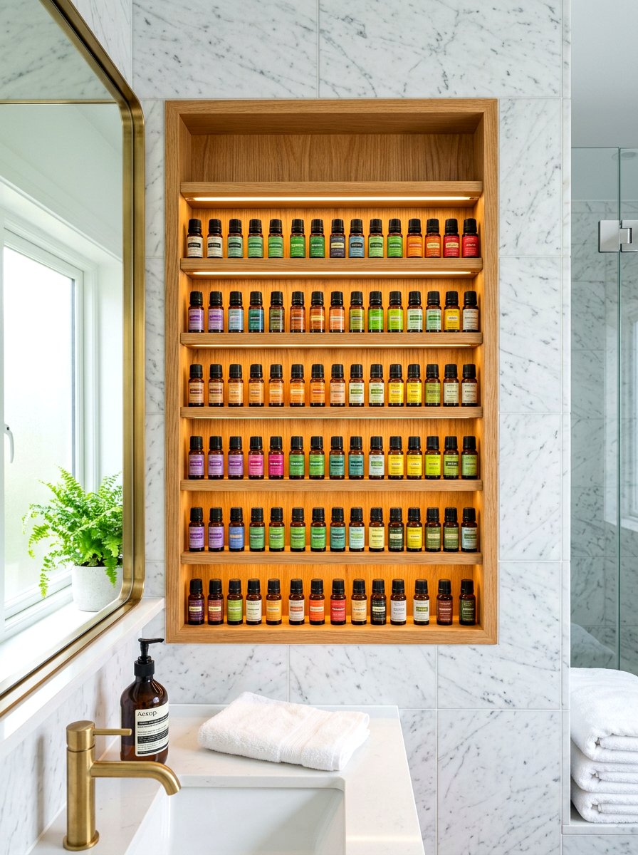 Essential Oil Cabinet - 30 mini spa room ideas