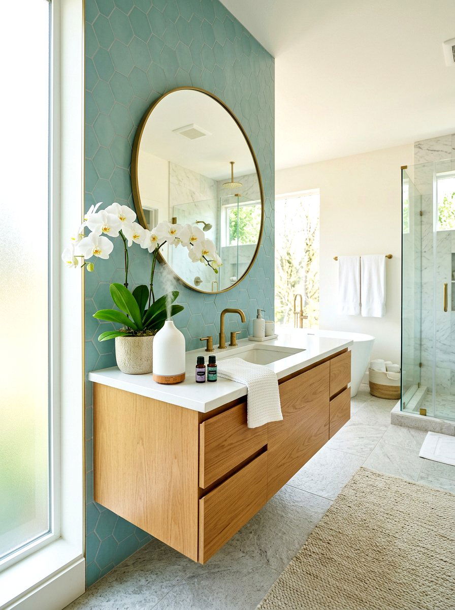 Essential Oil Diffuser - 30 sound bath bathroom ideas
