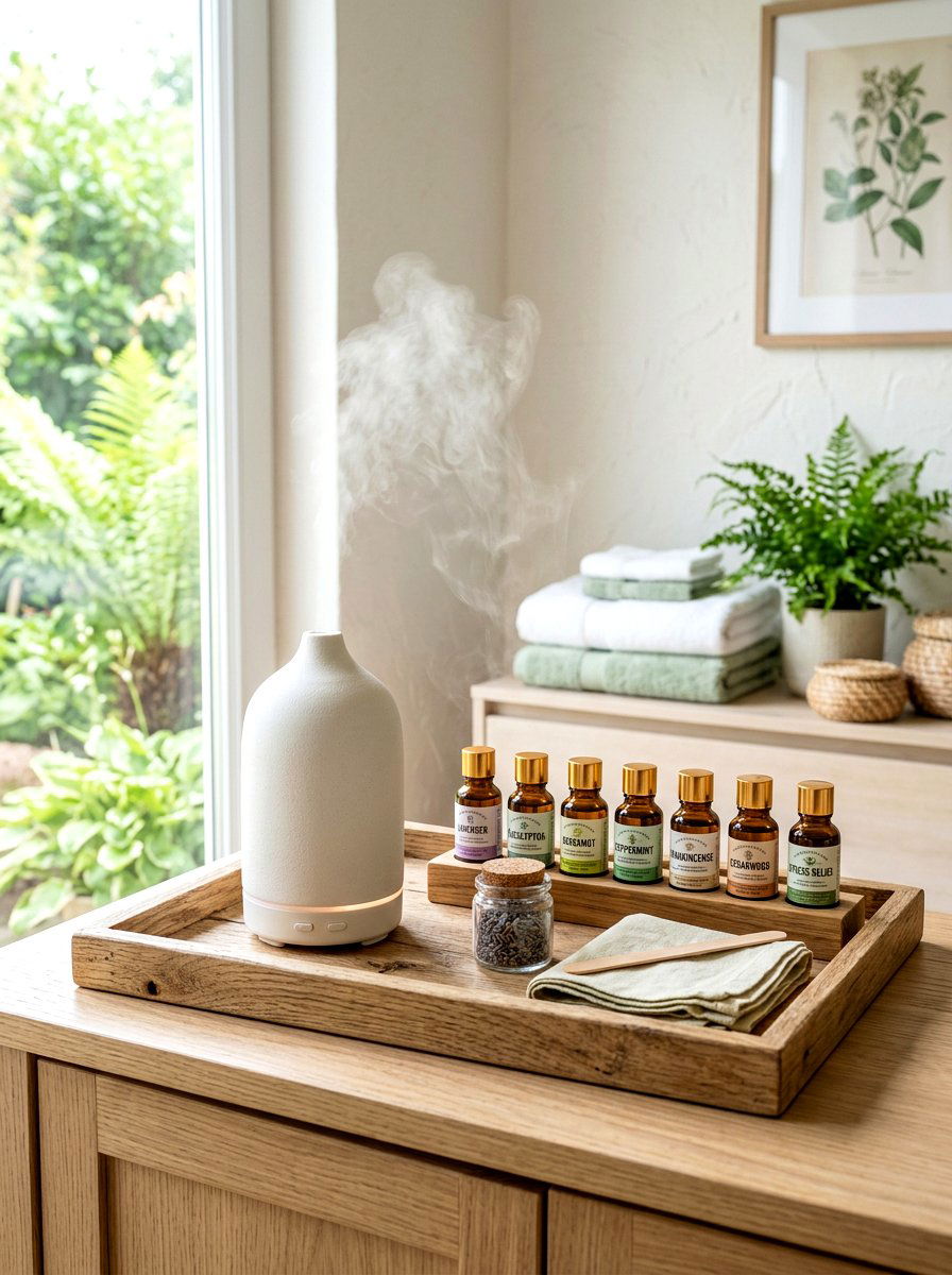 Essential Oil Diffuser Station - 30 linen cupboard styling ideas