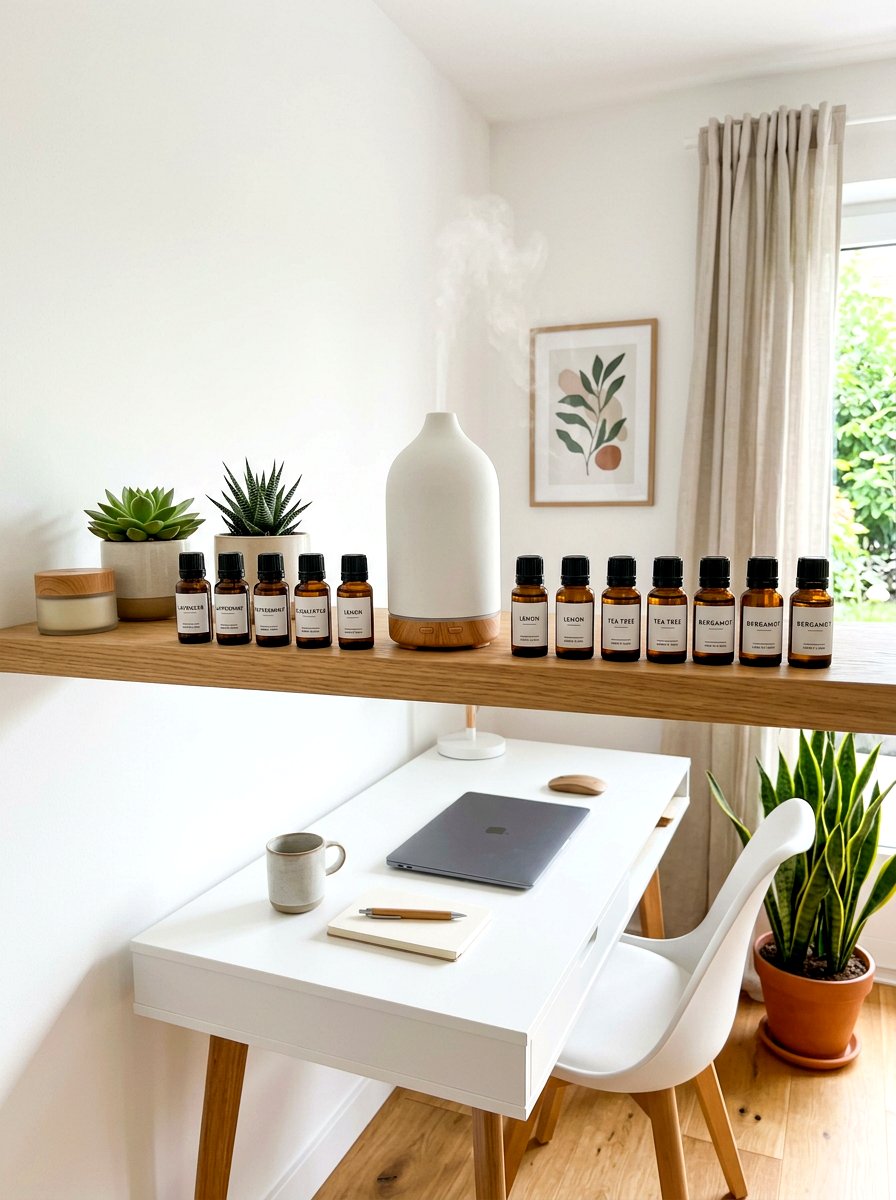Essential oil diffuser shelf - 30 wellness shelf styling ideas
