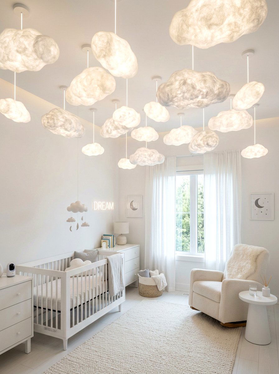 Ethereal Floating LED Cloud Nursery - 30 cloud nursery ideas