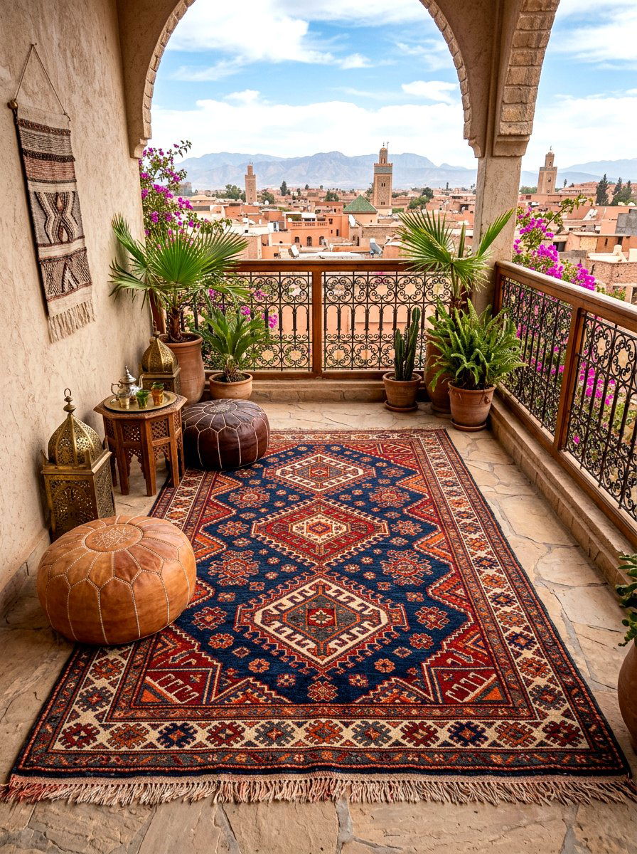Ethnic Tribal Rug - 30 balcony rug ideas