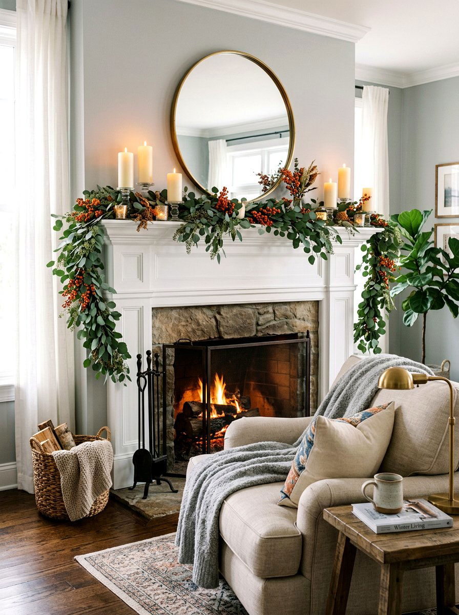 Eucalyptus And Berry Garland - 30 natural harvest decor ideas
