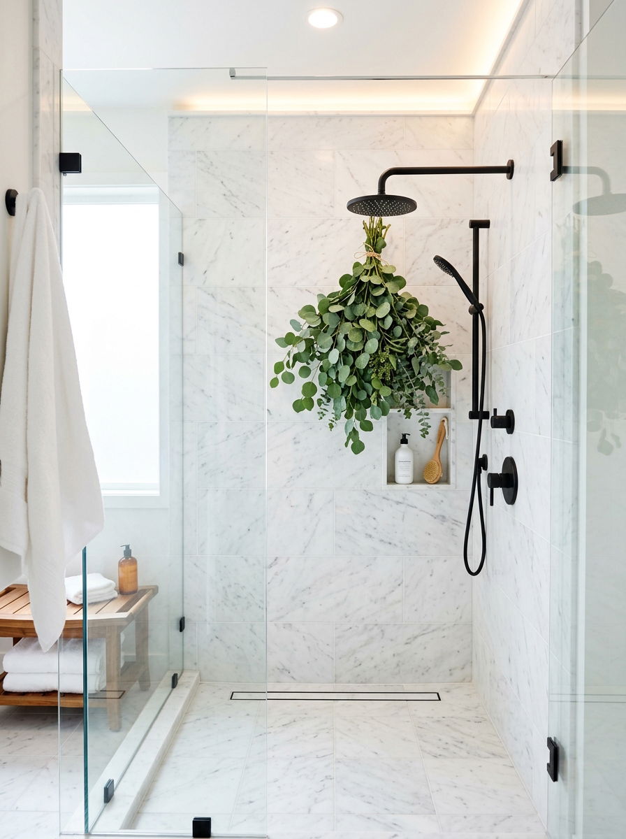 Eucalyptus Bathroom Spa - 30 winter greenery decor ideas