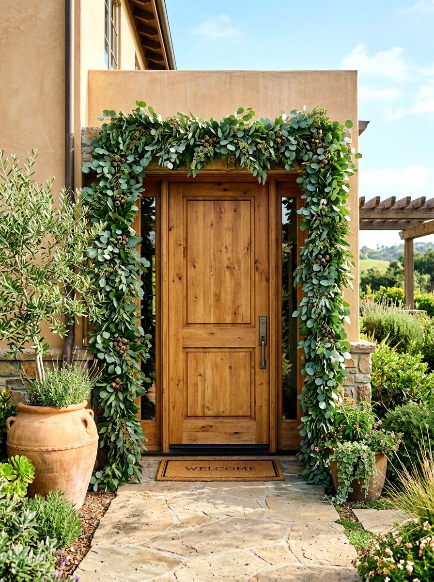 Eucalyptus Entry Garland - 30 spring front entry ideas