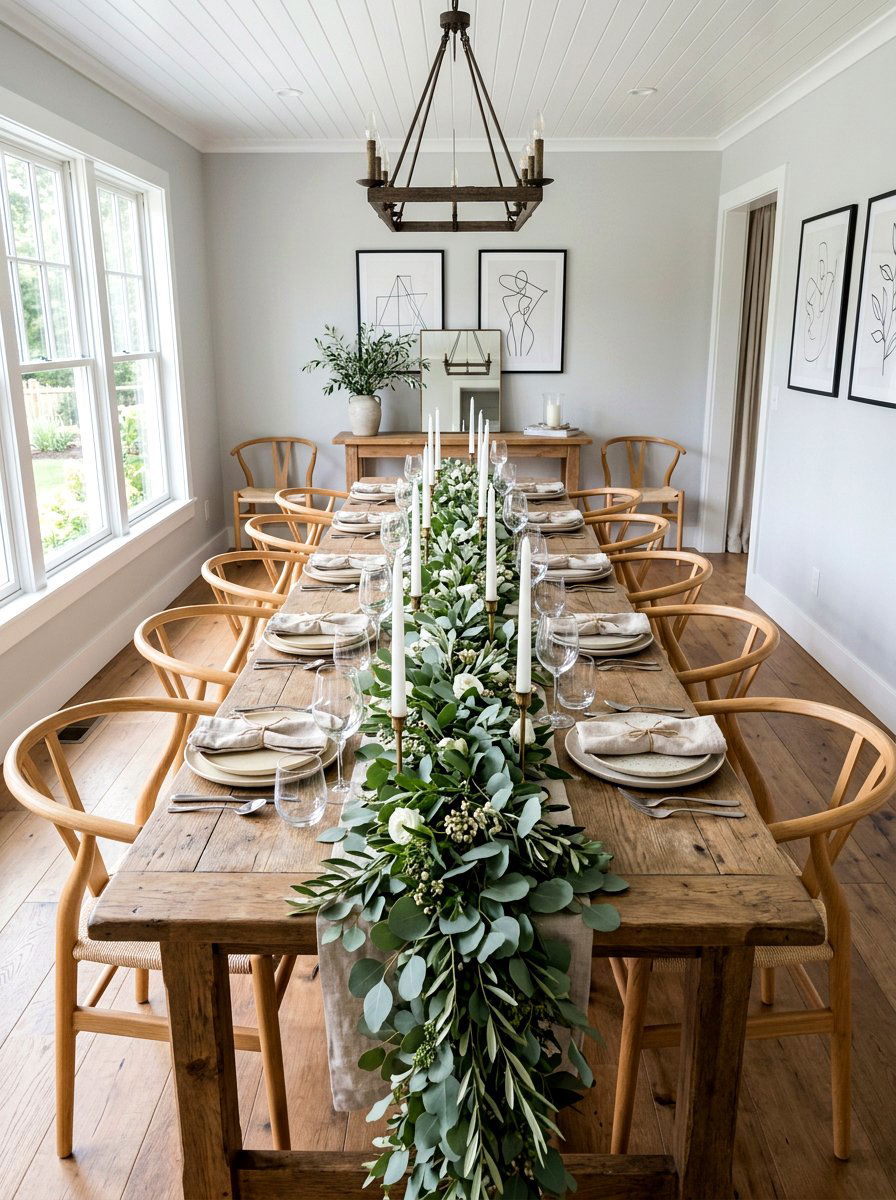 Eucalyptus Garland - 30 winter dining table ideas