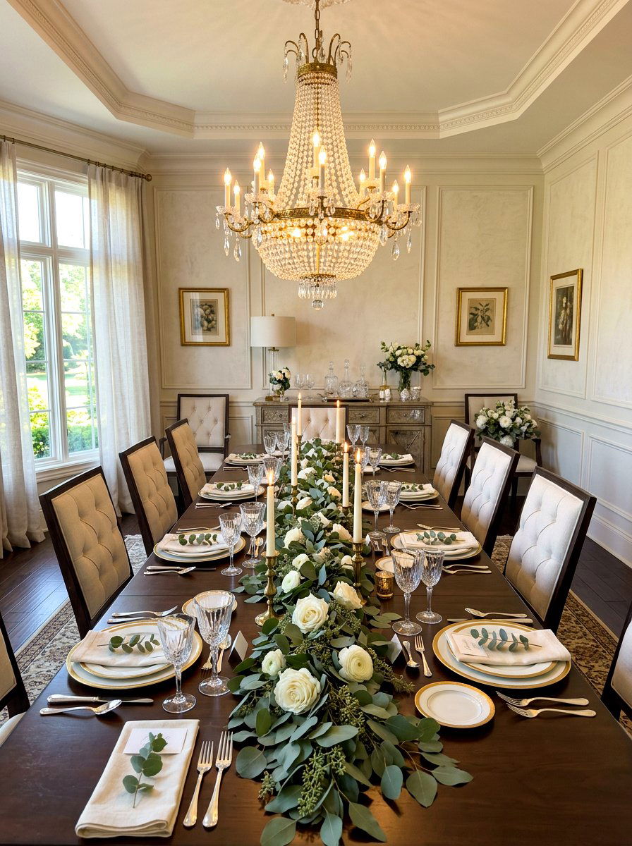 Eucalyptus Garland - 30 spring dining table ideas