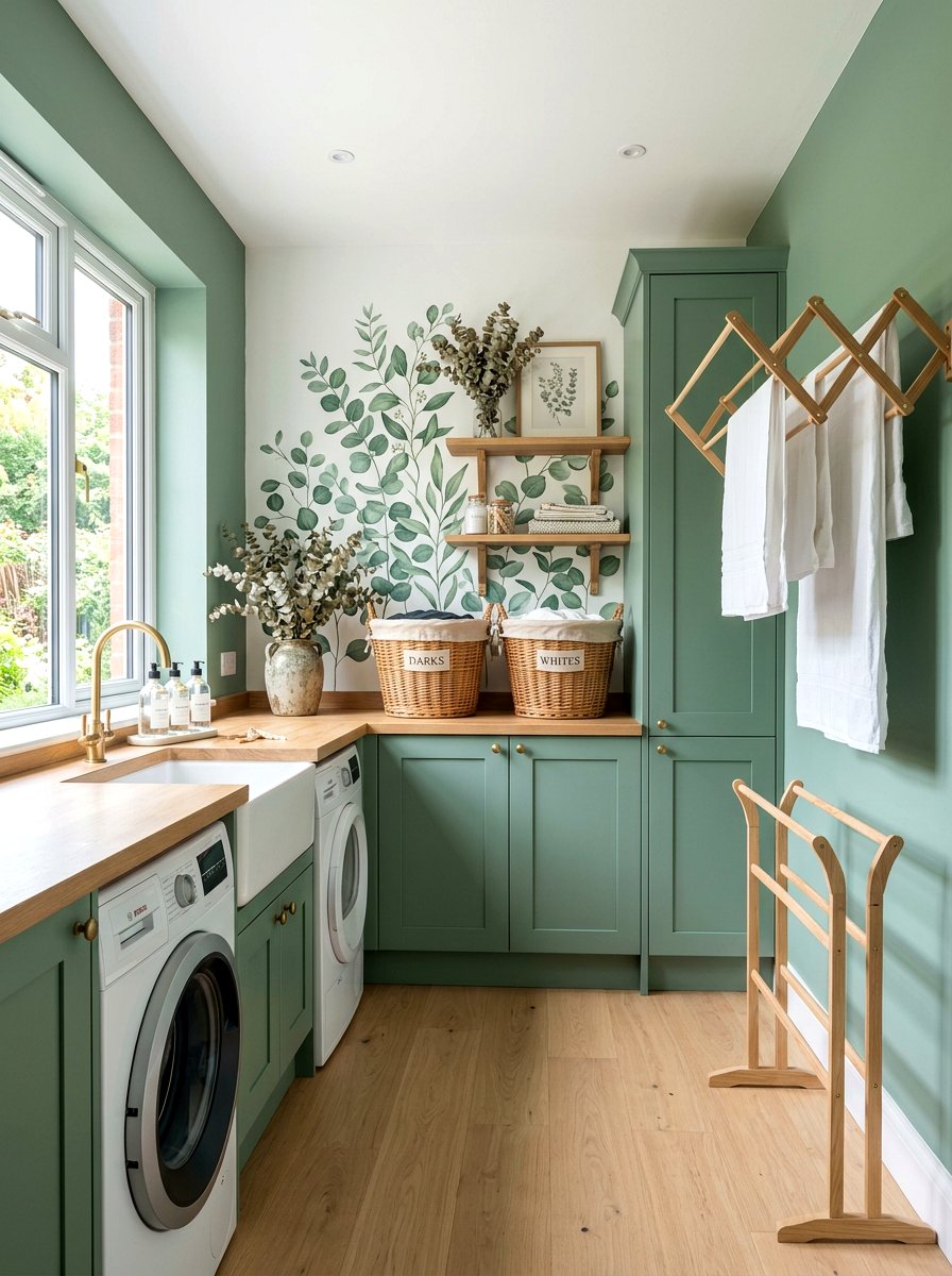 Eucalyptus Green Laundry Room - 30 botanical drench room ideas