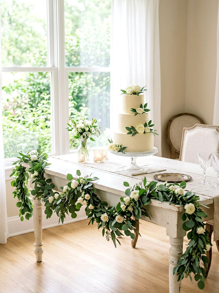 Eucalyptus Greenery Garland - 30 cake table decor ideas