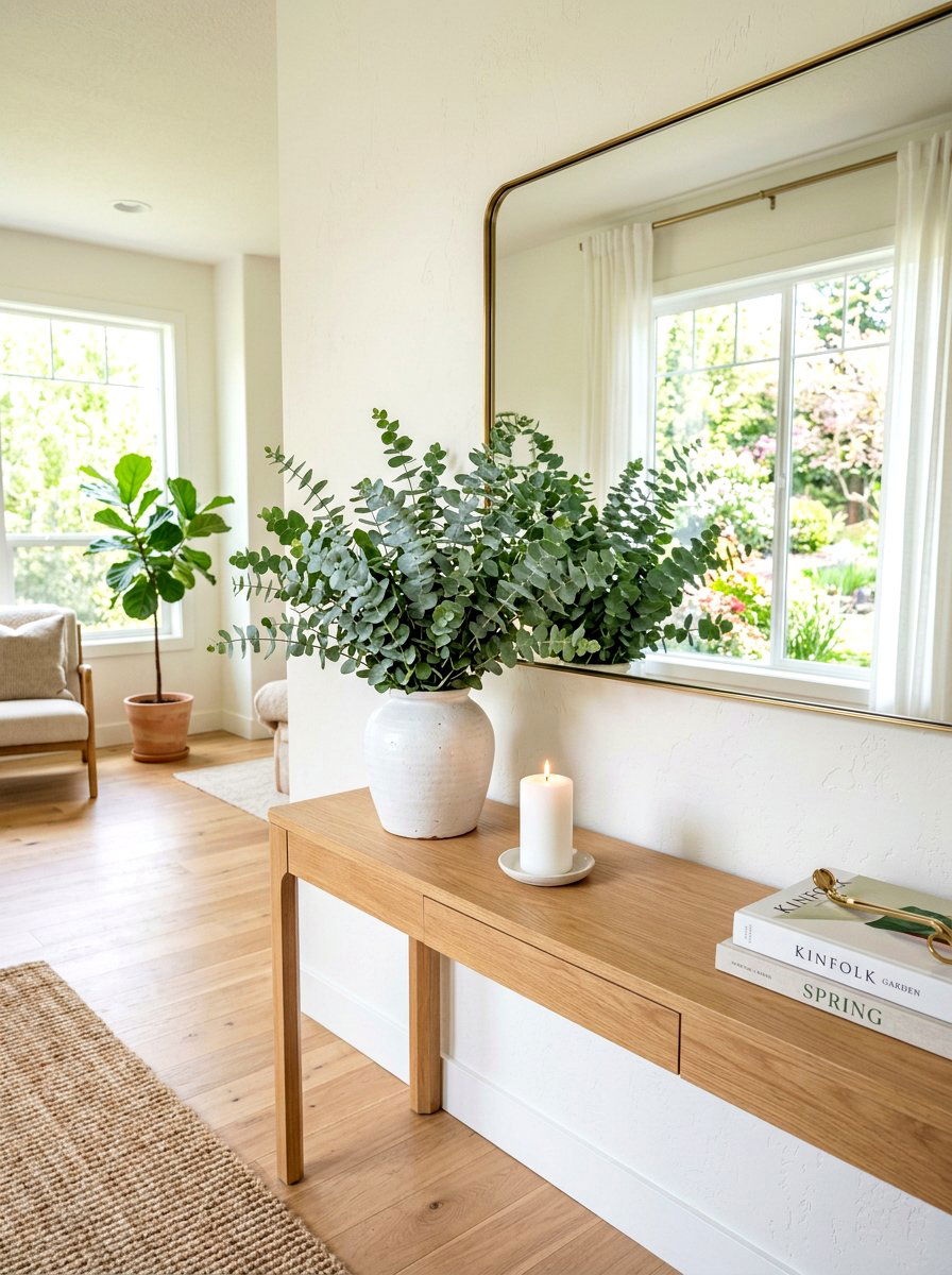 Eucalyptus Leaf Console - 30 spring entry table ideas