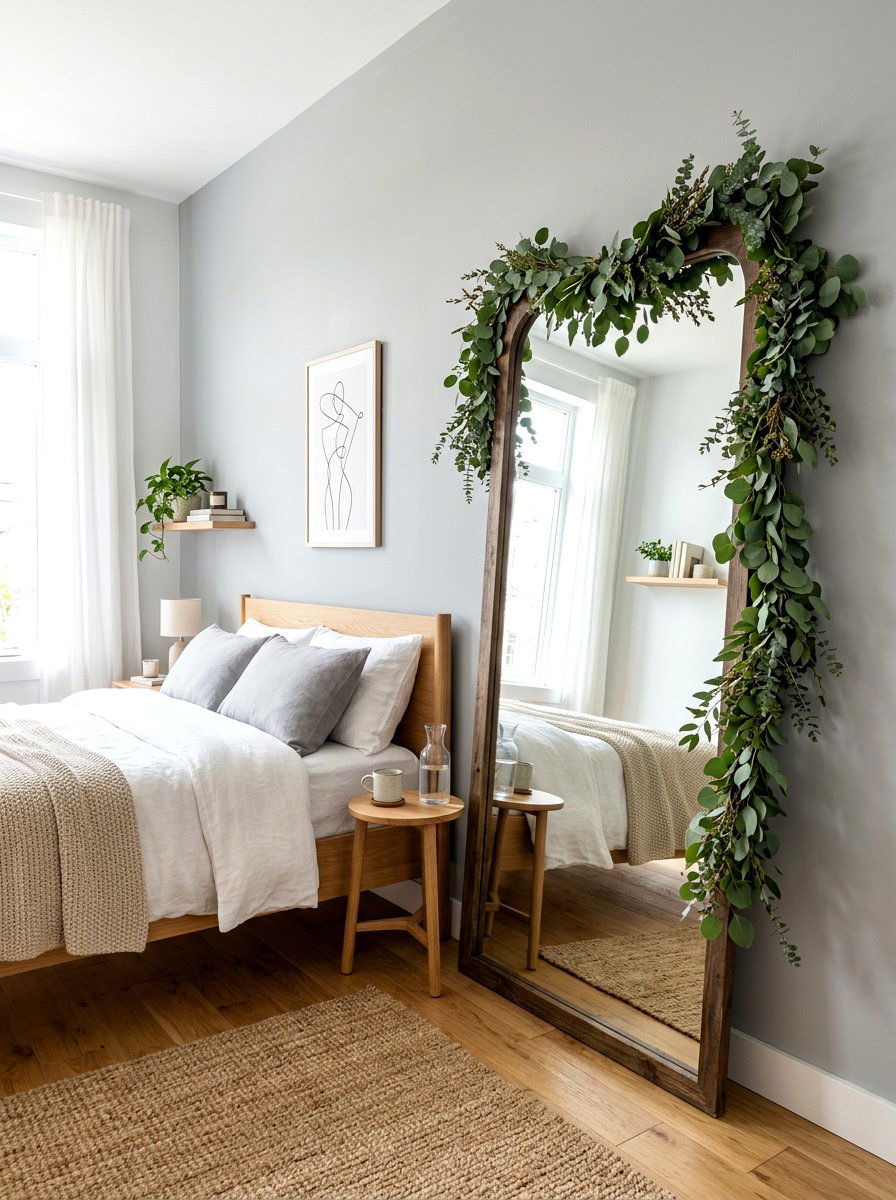 Eucalyptus Leaf Garland - 30 flower market bedroom ideas