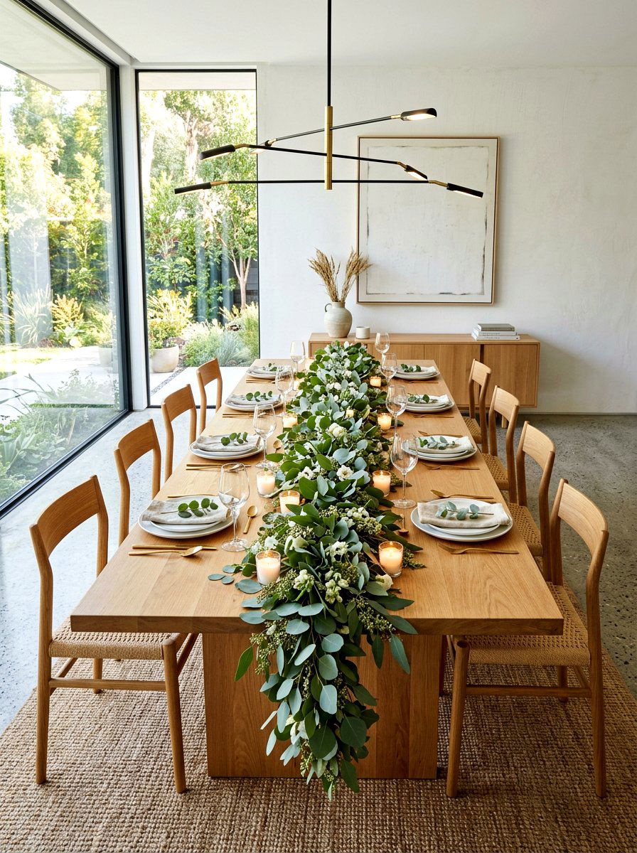 Eucalyptus Leaf Garland - 30 fall harvest table ideas