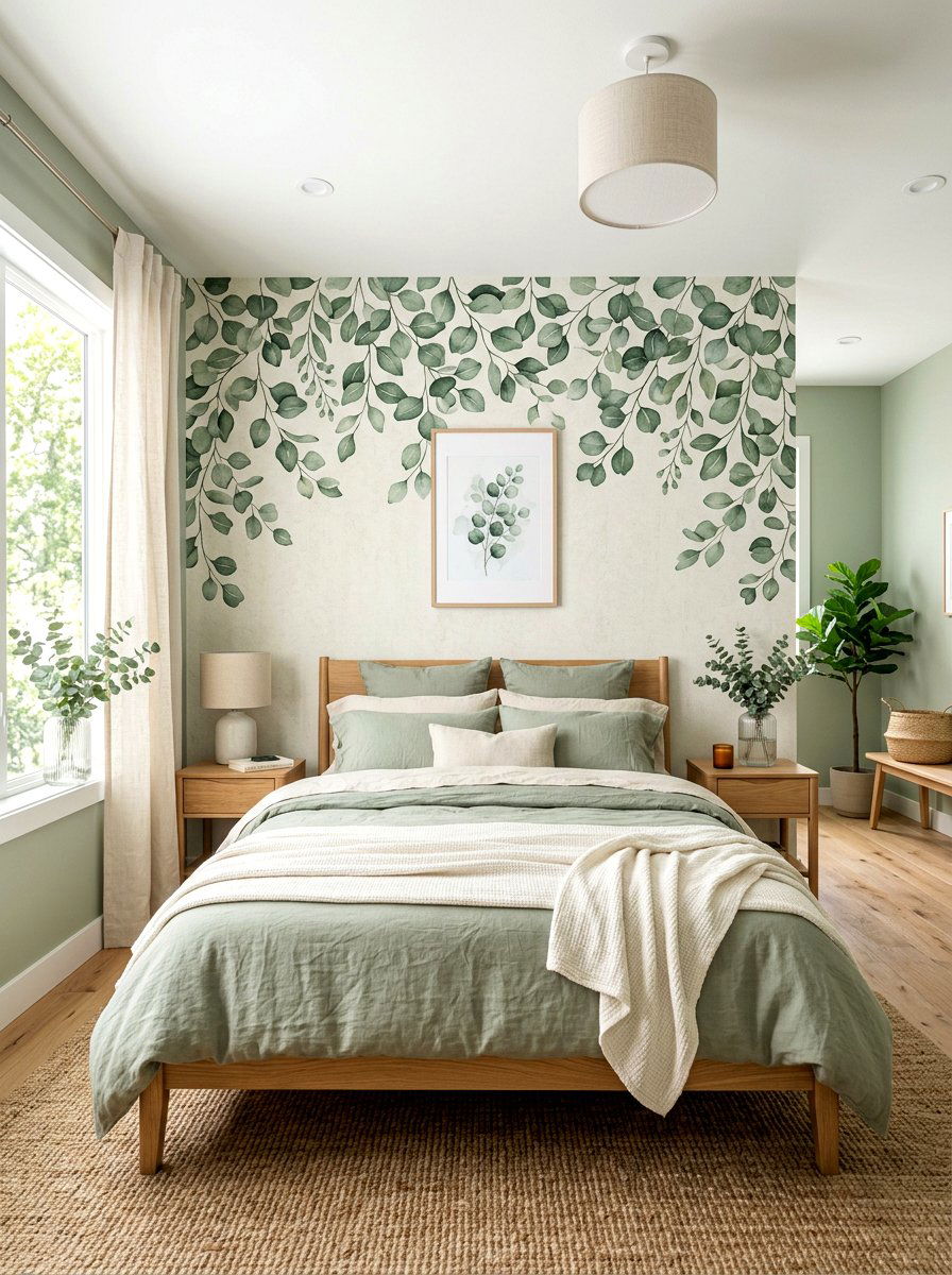 Eucalyptus Leaf Wallpaper - 30 mural wallpaper bedroom aesthetic ideas