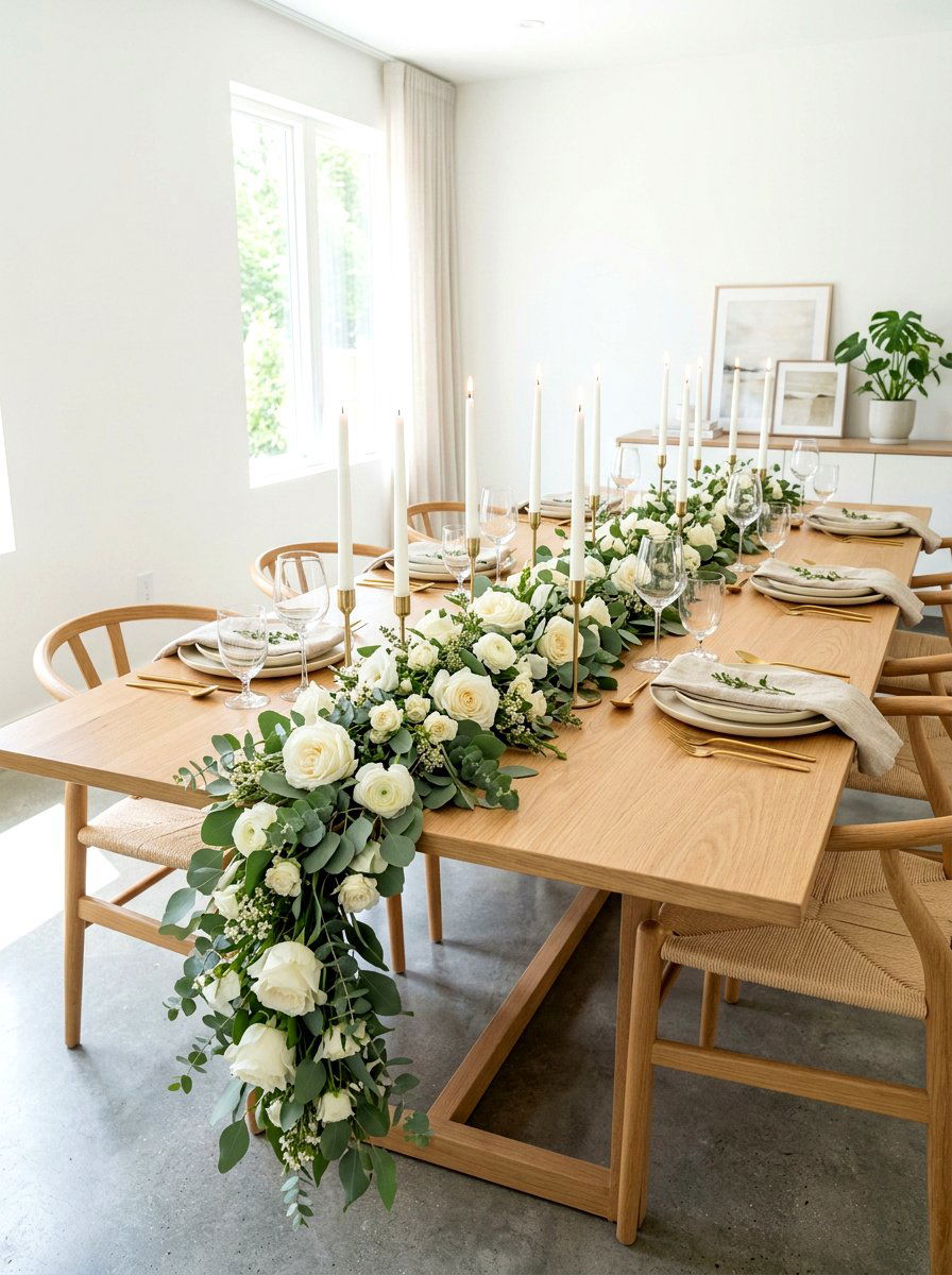 Eucalyptus Table Garland - 30 spring brunch table ideas