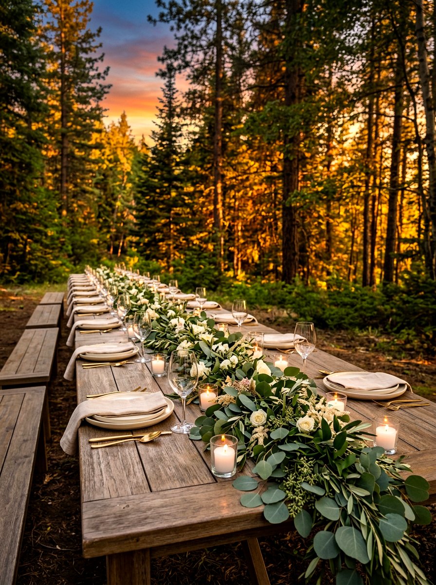 Eucalyptus Table Garland - 30 dining table decor ideas