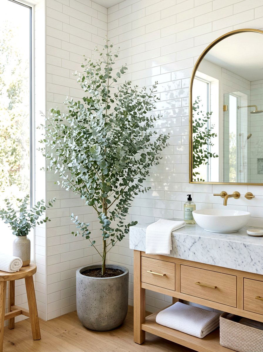 Eucalyptus Tree Bathroom - 30 indoor tree corner ideas