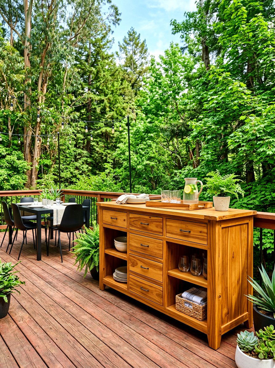Eucalyptus Wood Cabinet - 30 outdoor buffet cabinet ideas