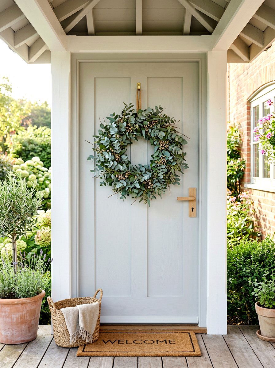 Eucalyptus Wreath - 30 exterior wreath styling ideas