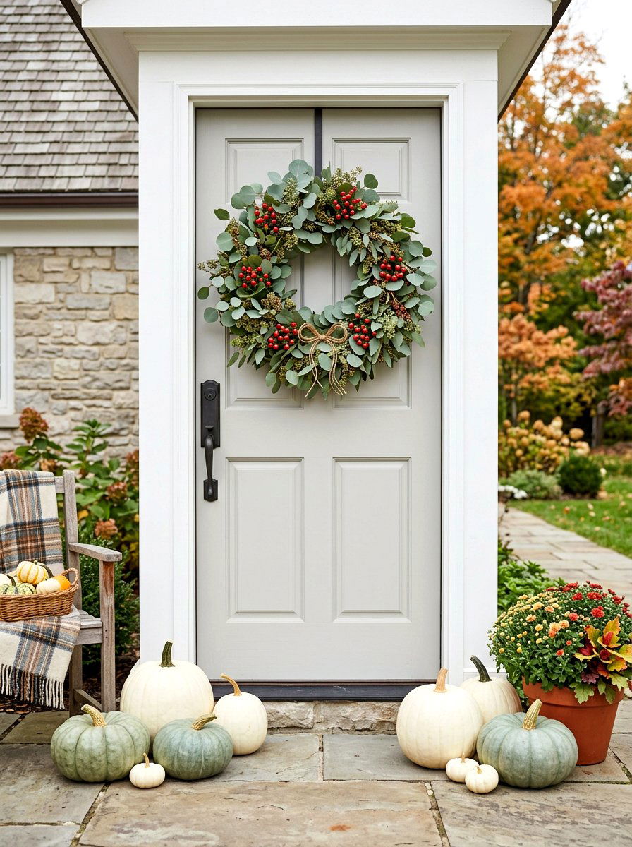 Eucalyptus and berry fall wreath - 30 fall wreath ideas