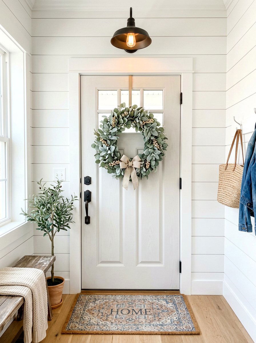 Eucalyptus and lamb ear wreath - 30 exterior wreath display ideas