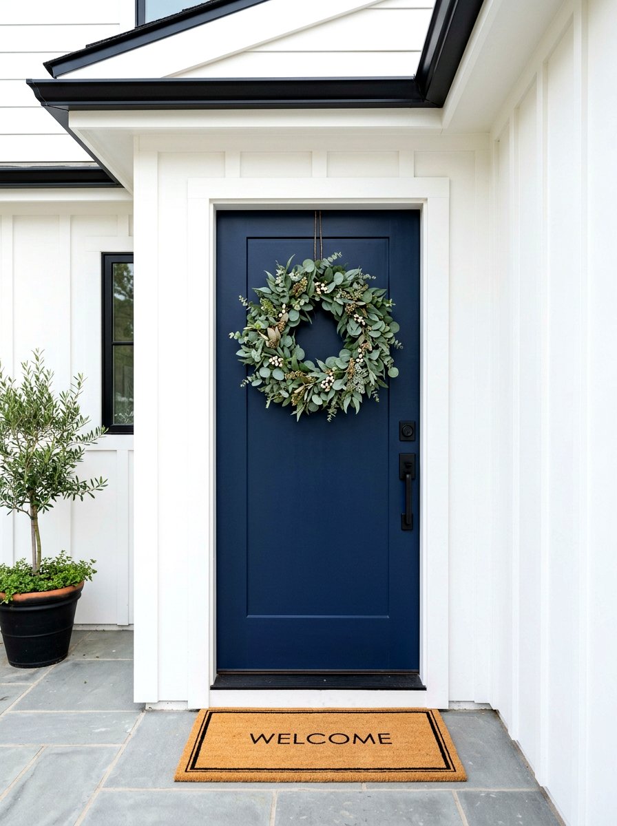 Eucalyptus front door wreath - 30 exterior wreath display ideas