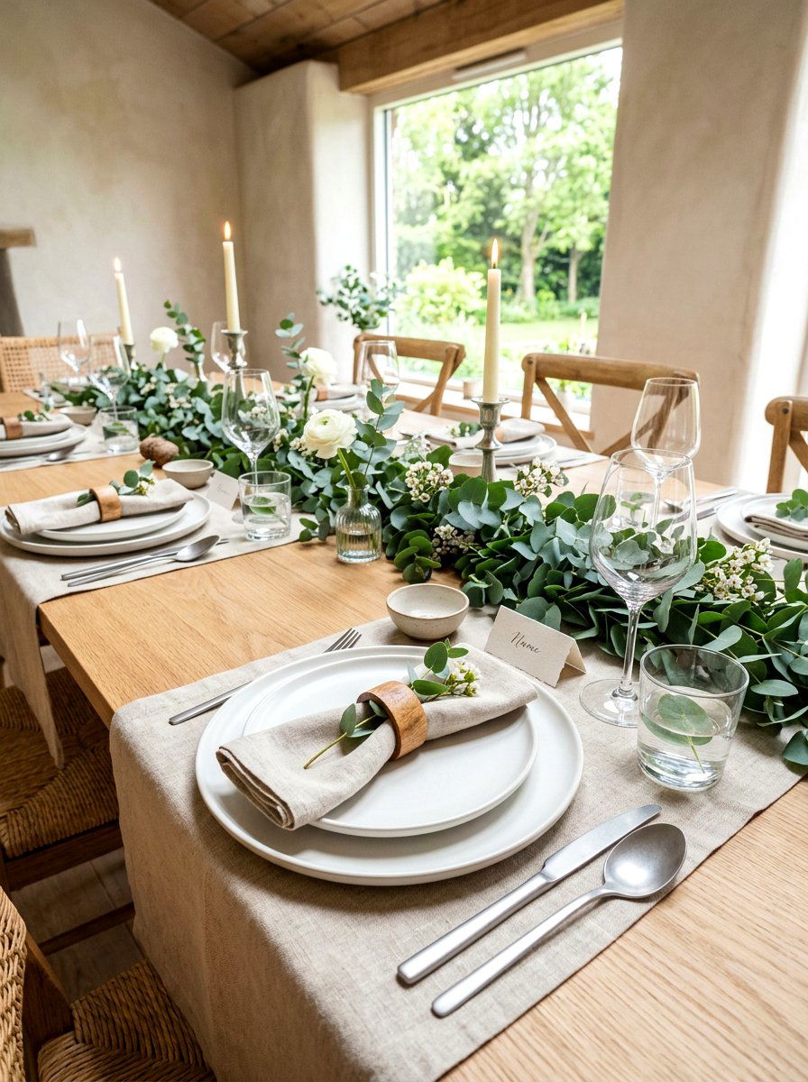 Eucalyptus greenery place setting - 30 place setting ideas