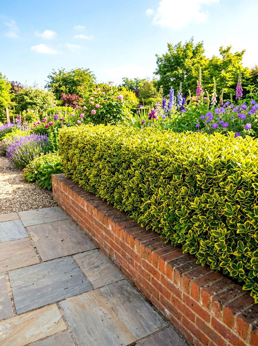 Euonymus Evergreen Hedge - 30 hedge row ideas