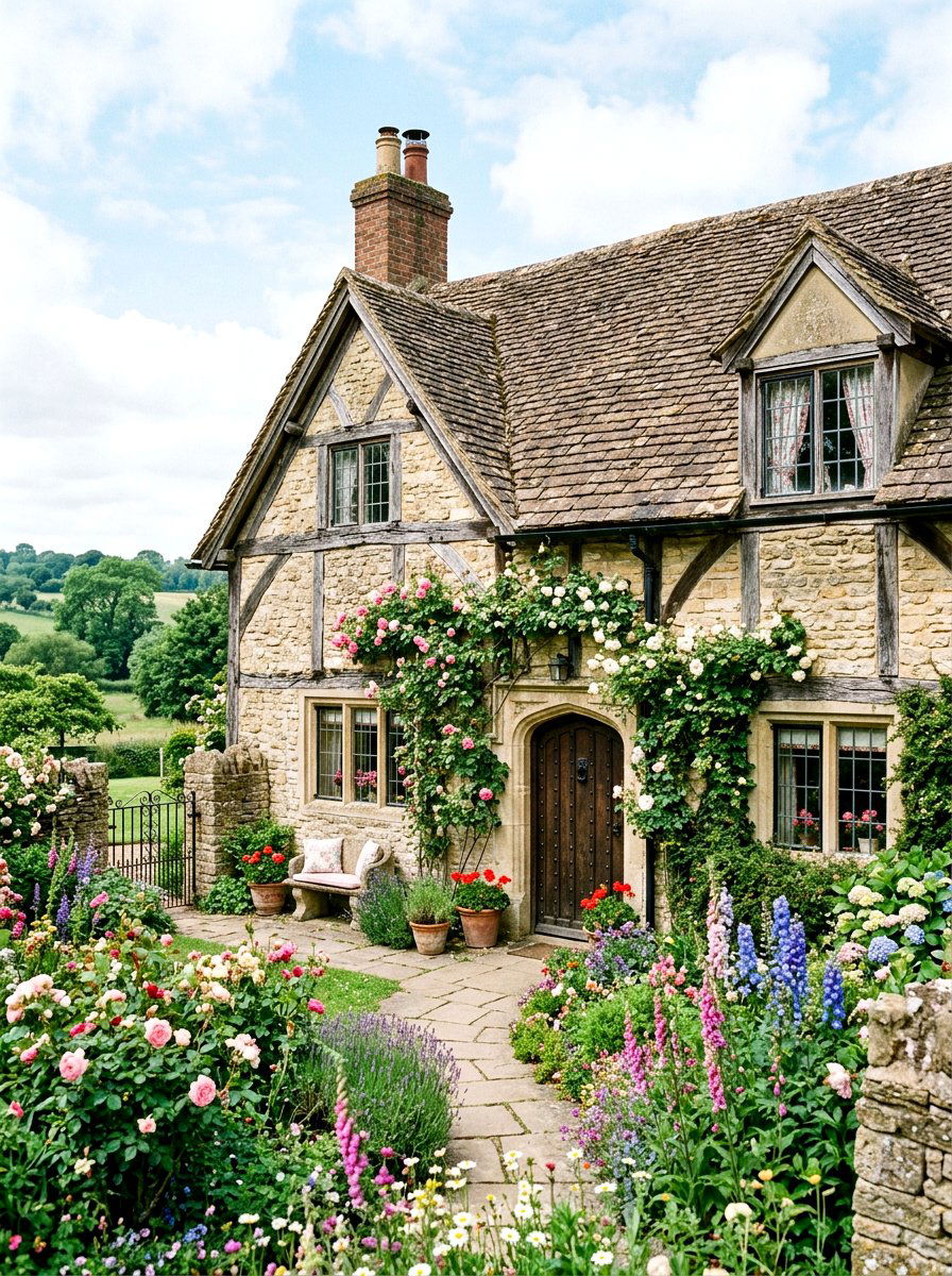 European Cottage Style Stone And Timber - 30 stone and wood exterior ideas