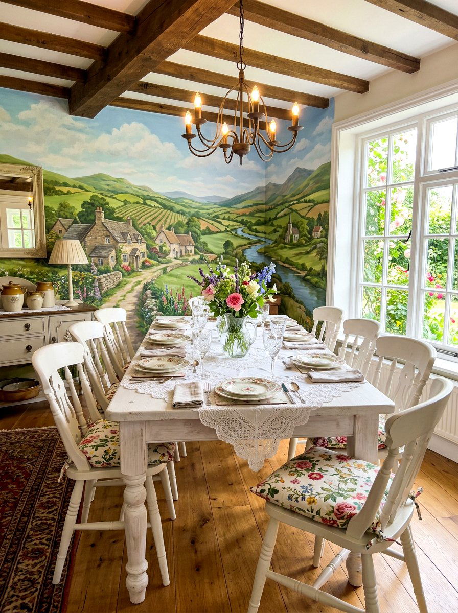 European Countryside Mural - 30 landscape mural wall ideas