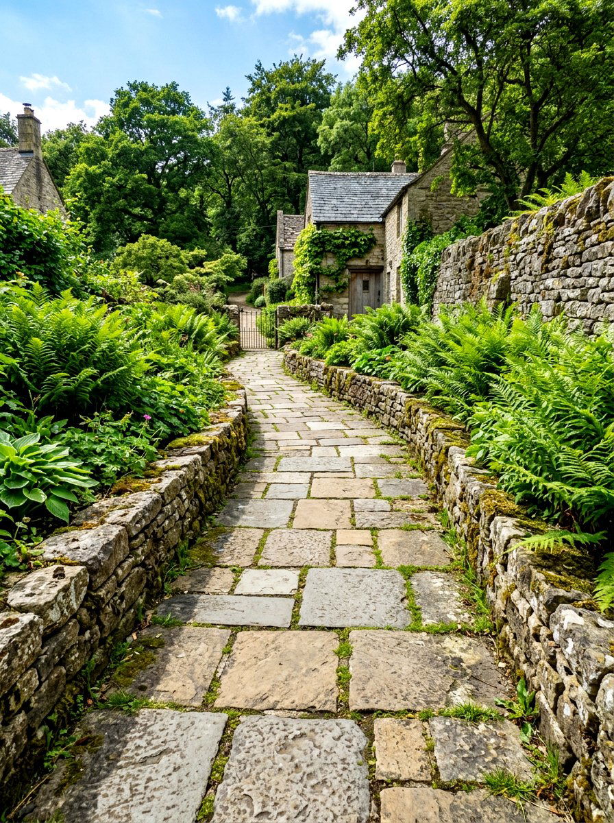 European Random Ashlar Path - 30 front garden path ideas