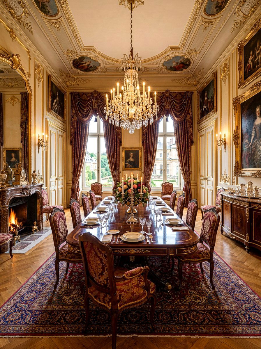 European classic dining room - 30 villa dining room ideas
