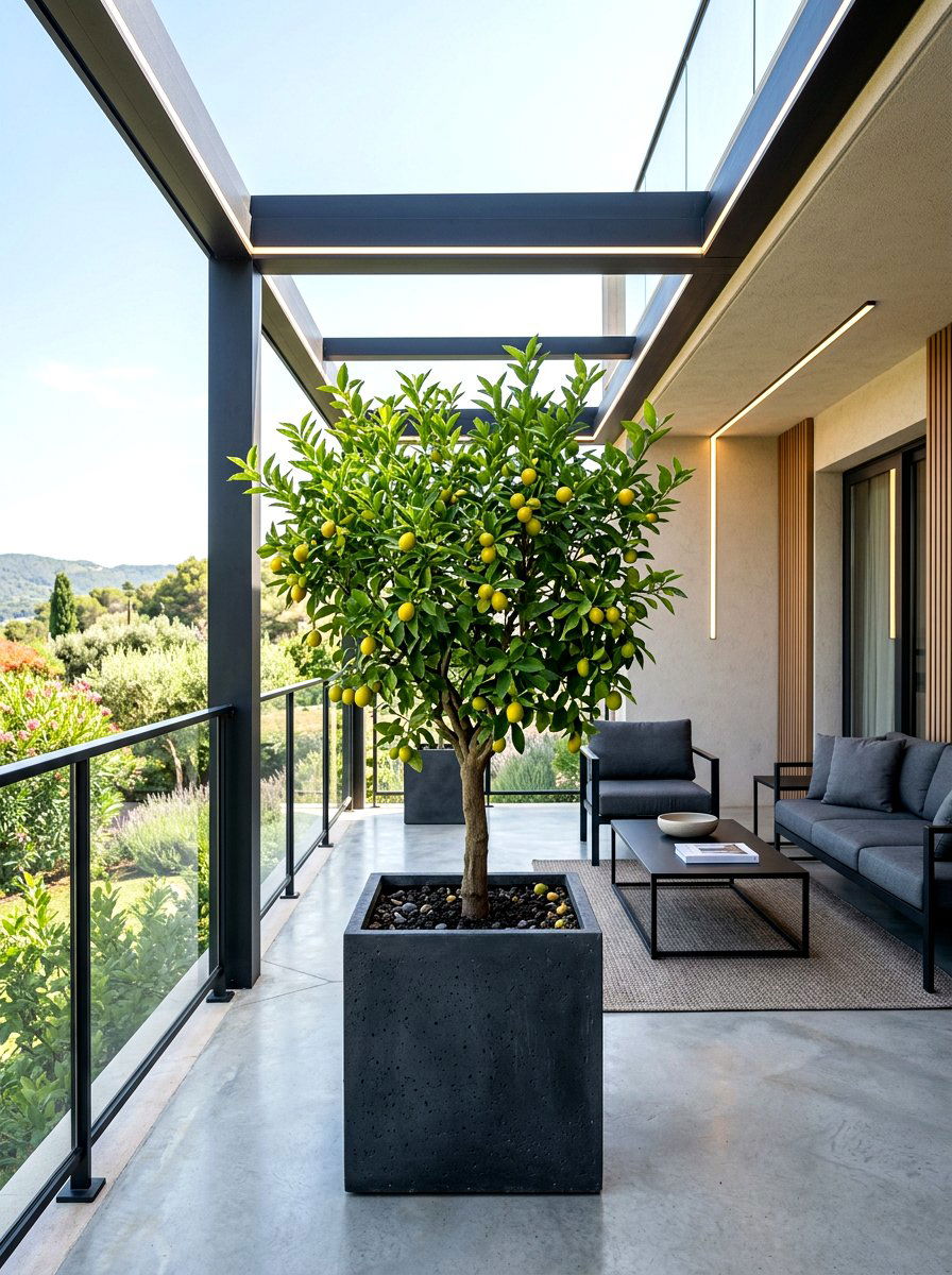 Eustis Limequat Tree Contemporary Veranda - 30 citrus patio tree ideas