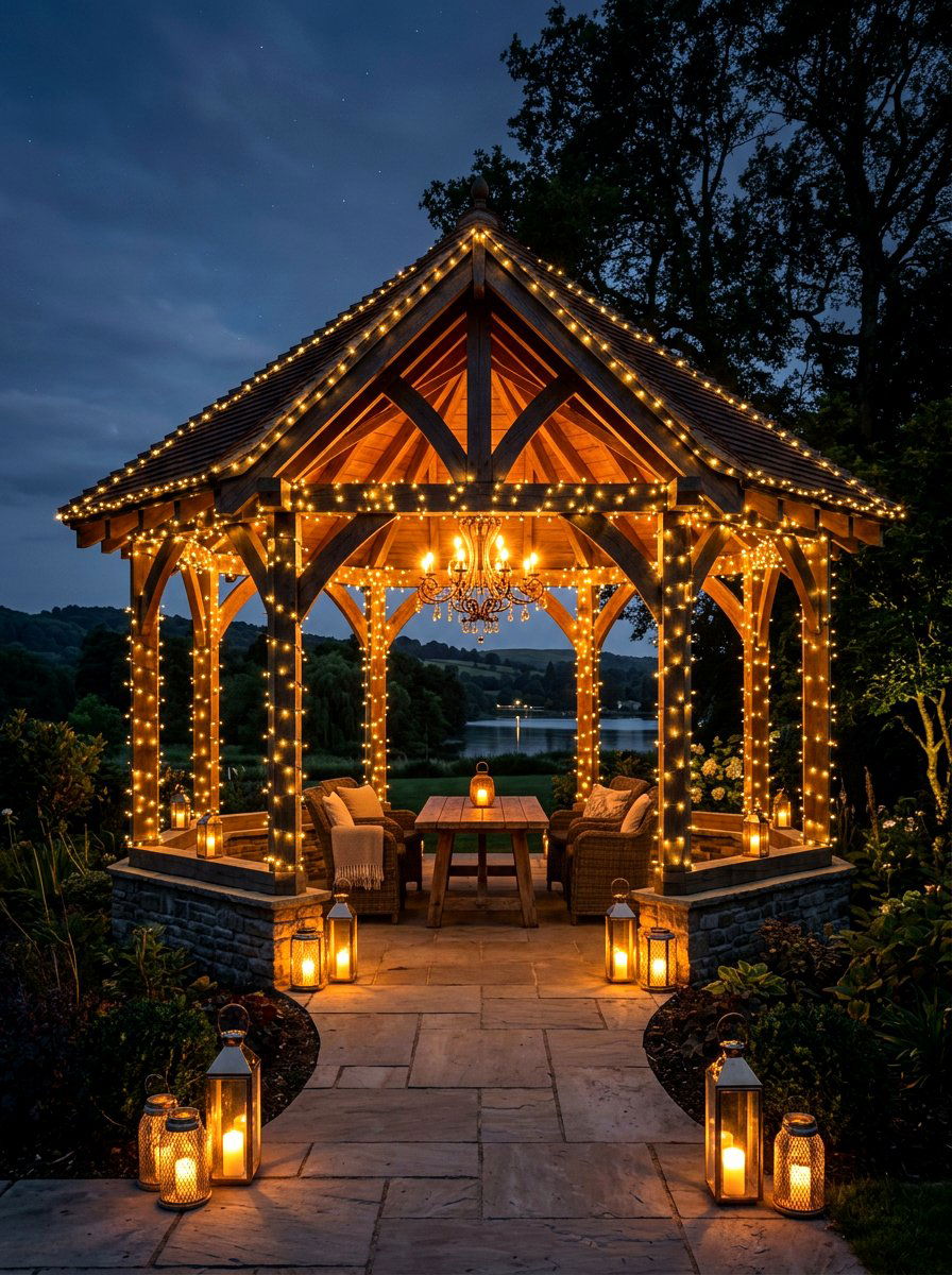 Evening Lighting Gazebo - 30 gazebo decorating ideas