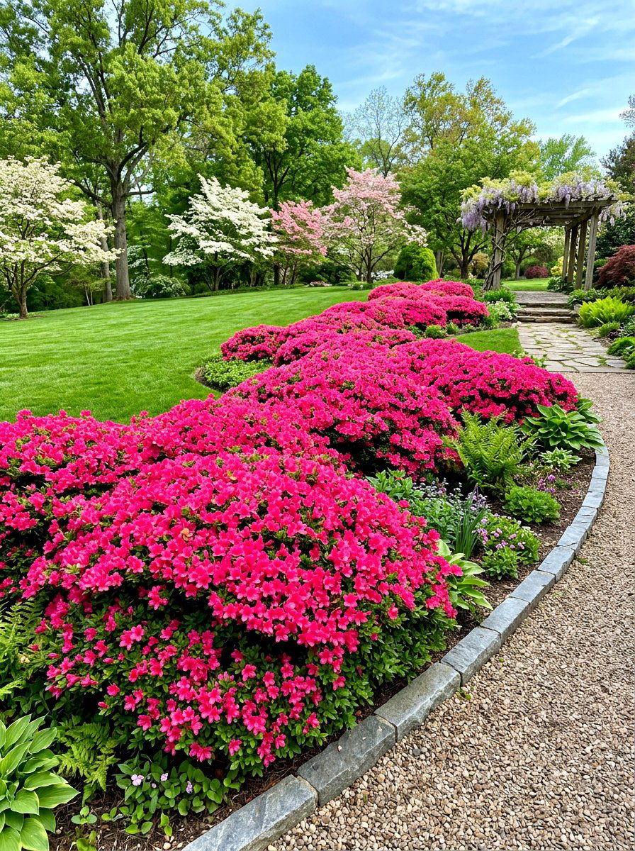 Evergreen Azalea Flower Bed - 30 evergreen landscaping ideas