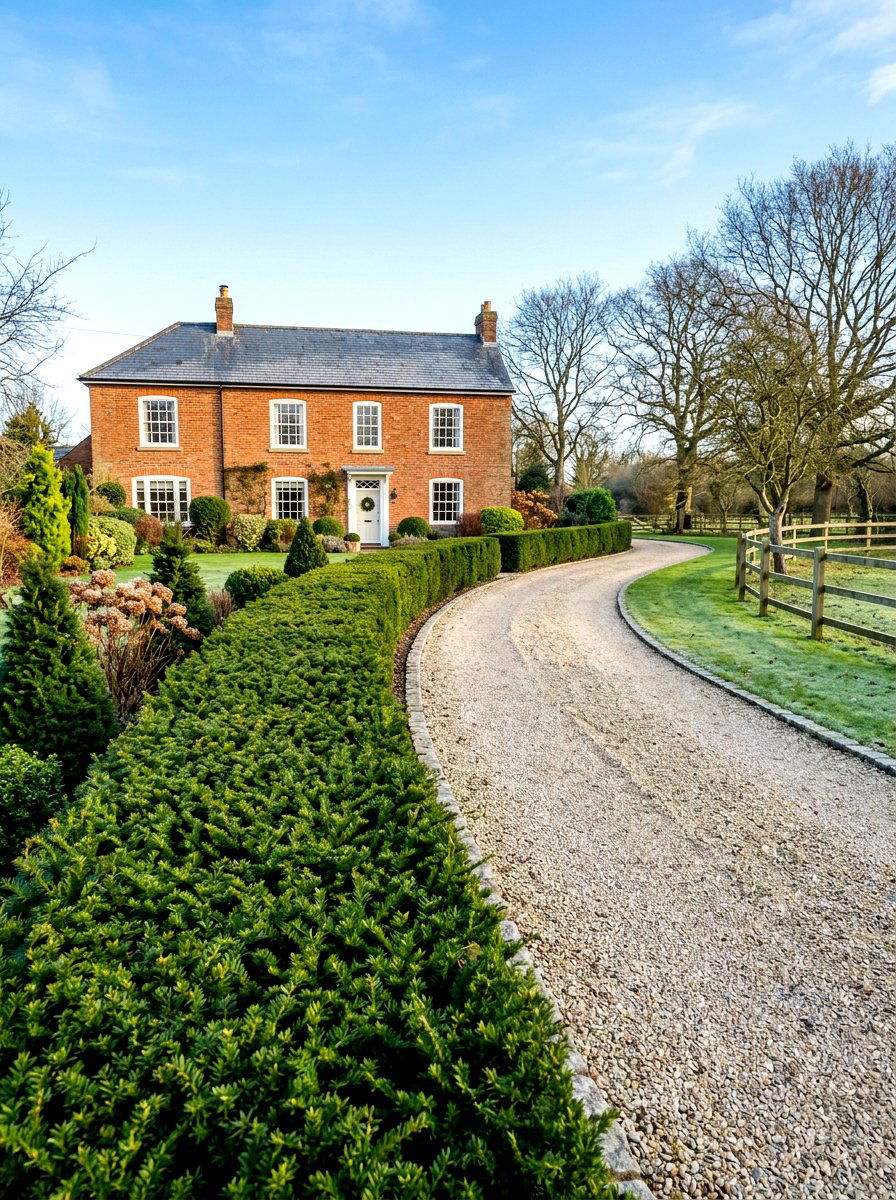 Evergreen Driveway Shrub - 30 driveway landscaping ideas