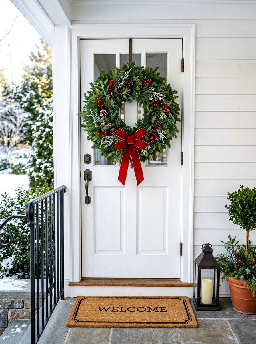 Evergreen Front Door Wreath - 30 winter wreath ideas