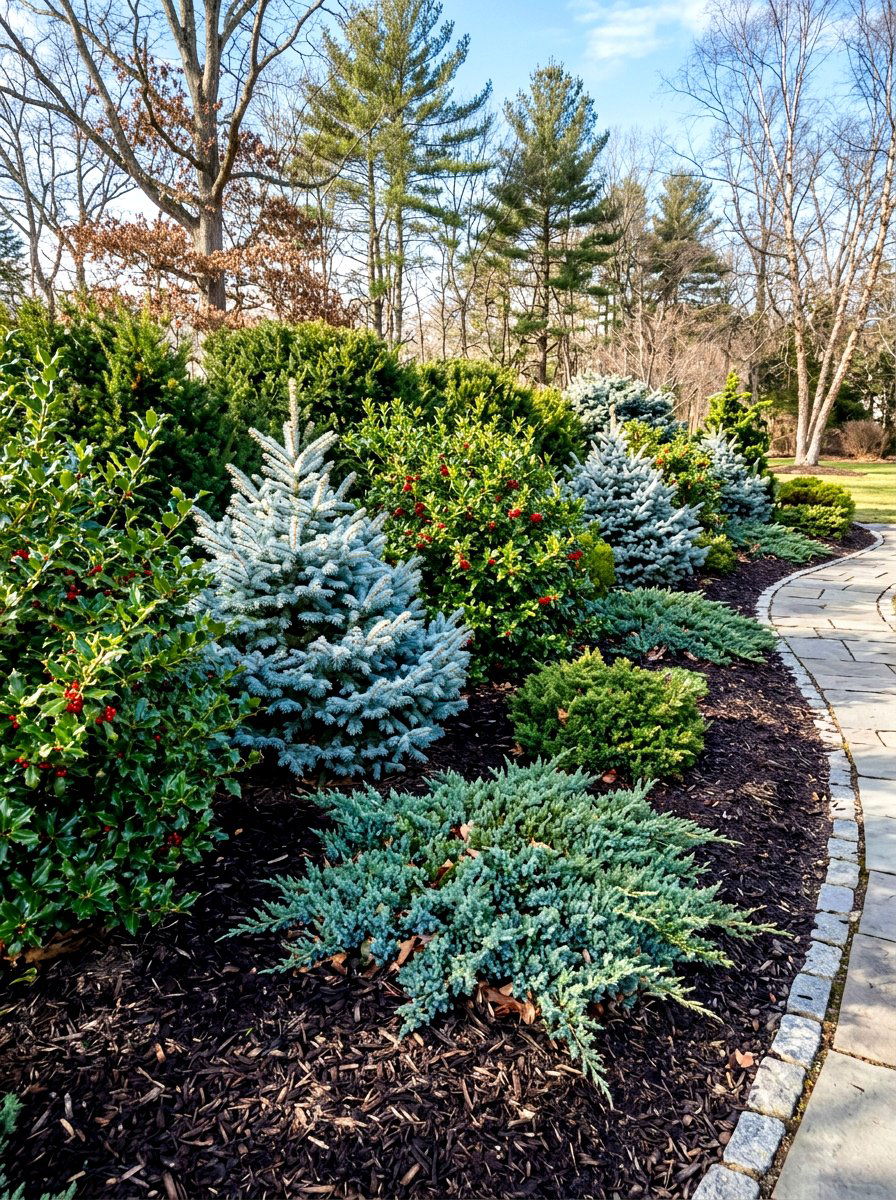 Evergreen Garden Border - 30 front yard border ideas